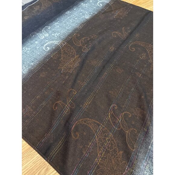 Pashmina Paisley Scarf Silk Pashmina Multicolor Scarf Fringe Sparkle 27x69" - Picture 4 of 9